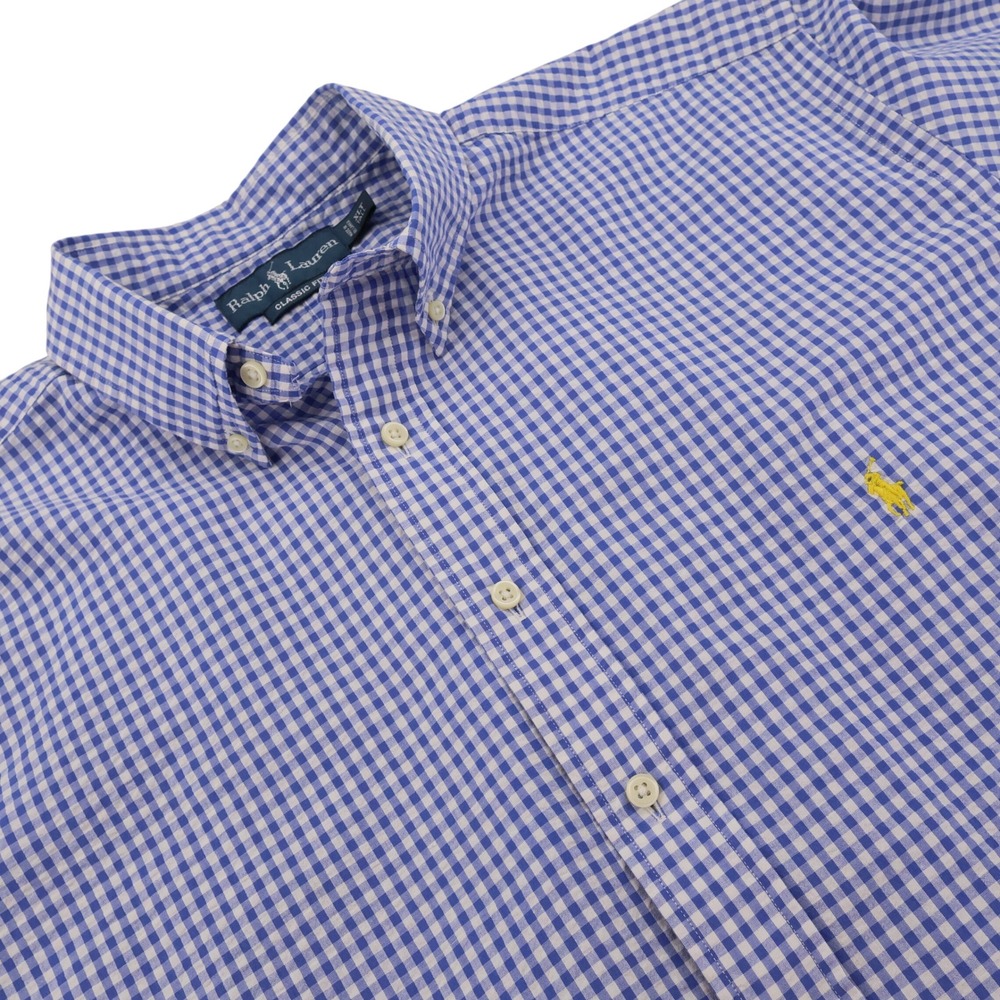 Ralph Lauren Blue and White Gingham Button-Down Shirt